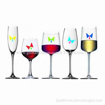 Sports friend silicone wine glass cup marker, silicone wine charms, new style sucking cup coaster